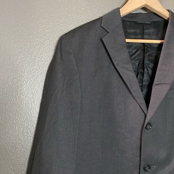 Banana Republic Modern Blazer Jacket Mens 40R Dark Gray Three Button 100% Wool - Picture 2 of 12